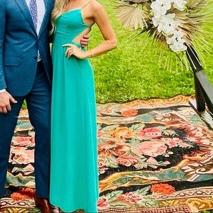 Green open back maxi